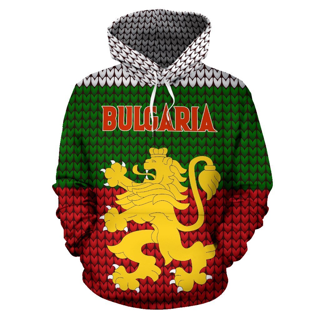Bulgaria Lion Hoodie Knitted Style Flag-Apparel-NNK-Hoodie-S-Vibe Cosy™