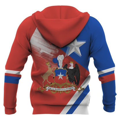 Chile Flag With Coat of Arms Design Hoodie NNK 100-Apparel-NNK-Hoodie-S-Vibe Cosy™