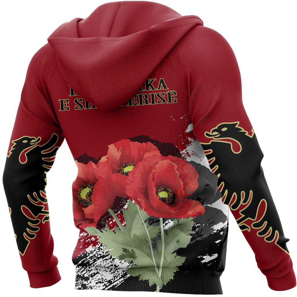 Albania - Poppy National Flower Special Hoodie NNK 1129-Apparel-NNK-Hoodie-S-Vibe Cosy™