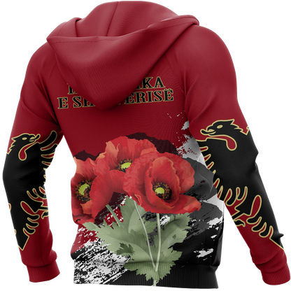 Albania - Poppy National Flower Special Hoodie NNK 1129-Apparel-NNK-Hoodie-S-Vibe Cosy™