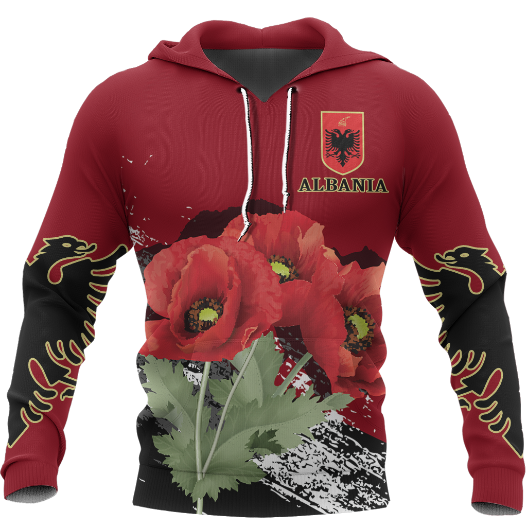 Albania - Poppy National Flower Special Hoodie NNK 1129-Apparel-NNK-Hoodie-S-Vibe Cosy™