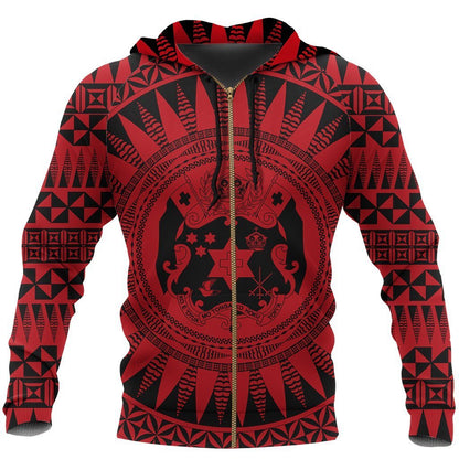 Tonga Hoodie Zip Up Polynesian Coat Of Arms NNK 1218-Apparel-NNK-Zipped Hoodie-S-Vibe Cosy™