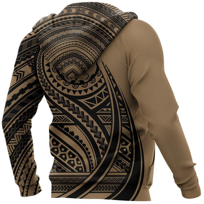 Tonga Coat Of Arms Polynesian Hoodie Tatoo Style Gold NNK 1219-Apparel-NNK-Zipped Hoodie-S-Vibe Cosy™
