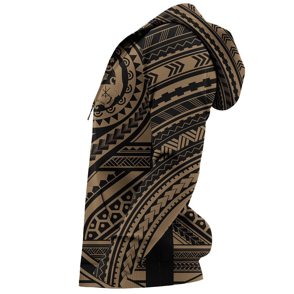Tonga Coat Of Arms Polynesian Hoodie Tatoo Style Gold NNK 1219-Apparel-NNK-Hoodie-S-Vibe Cosy™