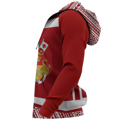 Tonga Coat Of Arms Hoodie - Circle Red Ver 2.0 NNK 1223-Apparel-NNK-Hoodie-S-Vibe Cosy™