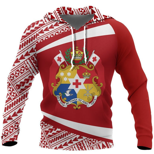 Tonga Coat Of Arms Hoodie - Circle Red Ver 2.0 NNK 1223-Apparel-NNK-Hoodie-S-Vibe Cosy™