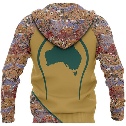 Aussie- Australia Aboriginal Hoodie Coat Of Arms Map NNK 1416-Apparel-PL8386-Zip -Up Hoodie-S-Vibe Cosy™
