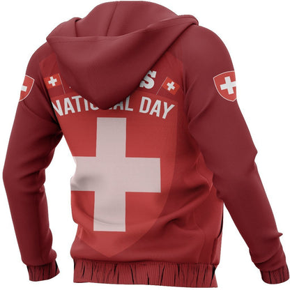 Switzerland - Swiss National Day Hoodie NNK 16-Apparel-NNK-Hoodie-S-Vibe Cosy™