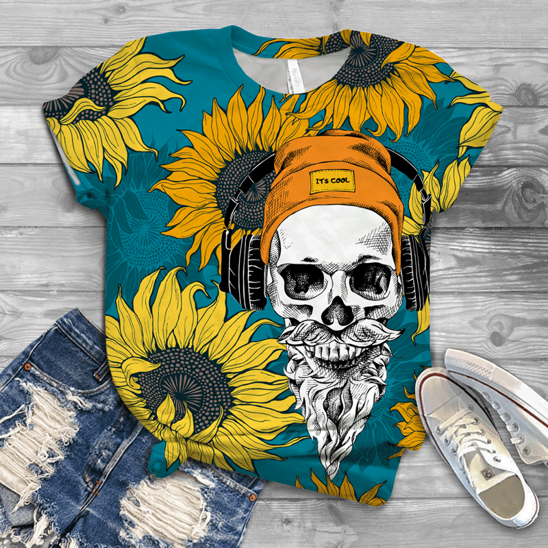Hippie Skull Flower NNK 224-Apparel-NNK-T-Shirt-S-Vibe Cosy™