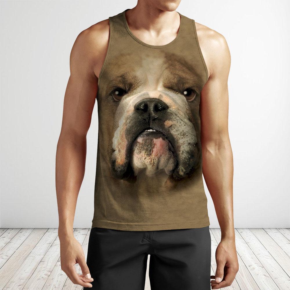 3D All Over Print Bulldog Face-Apparel-NTT-Tank Top-S-Vibe Cosy™