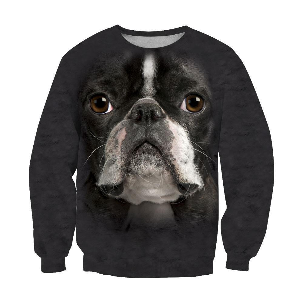 3D All Over Print Boston Terrier Face-Apparel-NTT-Sweatshirt-S-Vibe Cosy™