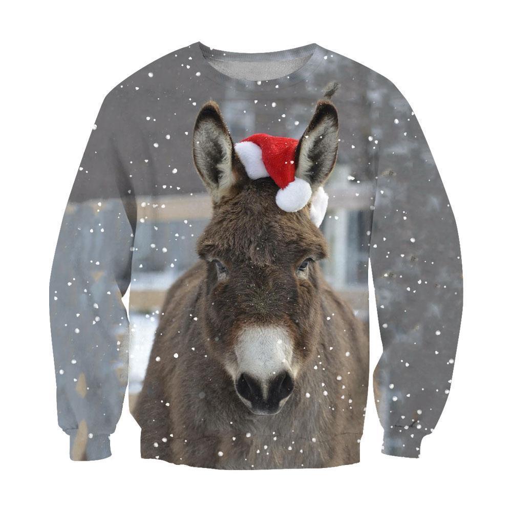 3D All Over Print Christmas Donkey-Apparel-NTT-Sweatshirt-S-Vibe Cosy™