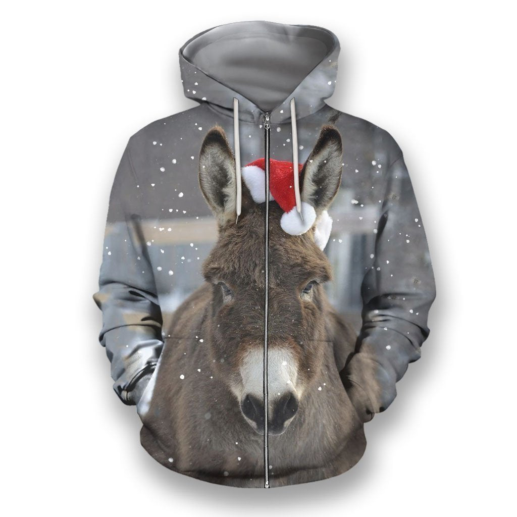 3D All Over Print Christmas Donkey-Apparel-NTT-Zipped Hoodie-S-Vibe Cosy™