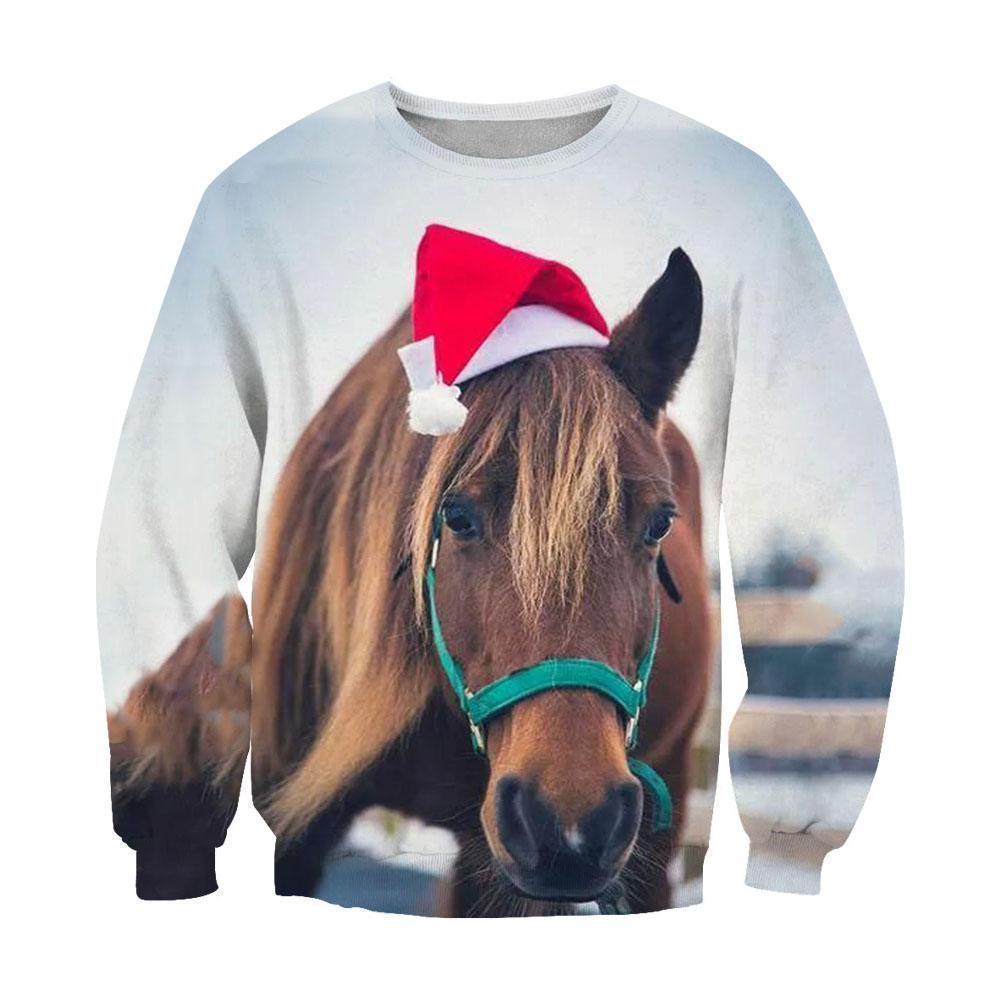 3D All Over Print Christmas Horse-Apparel-NTT-Sweatshirt-S-Vibe Cosy™