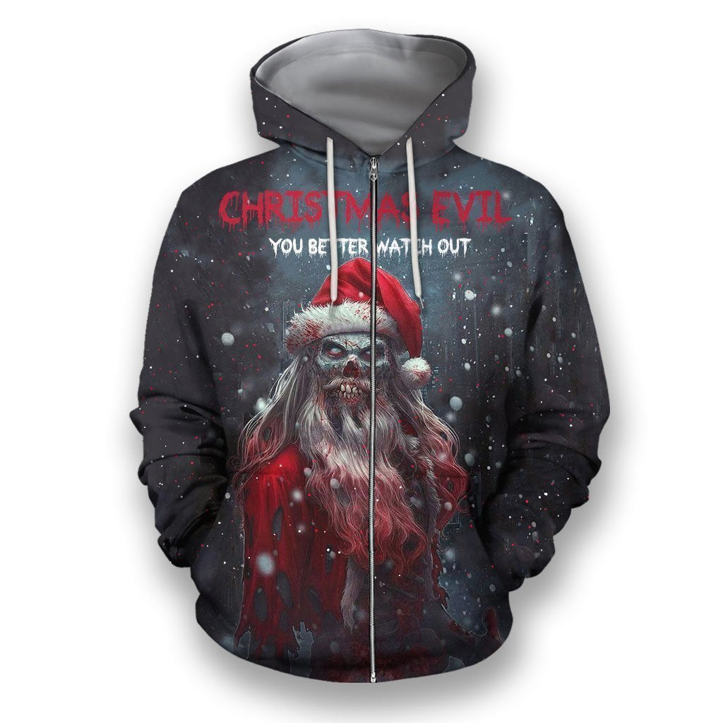 3D All Over Print Christmas Evil Santa-Apparel-NTT-Zipped Hoodie-S-Vibe Cosy™