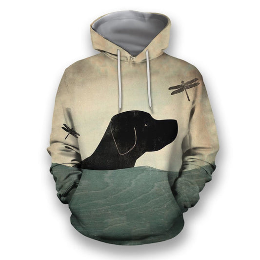 3D All Over Print Black Labrador Retriever With Dragonfly-Apparel-NTT-Hoodie-S-Vibe Cosy™