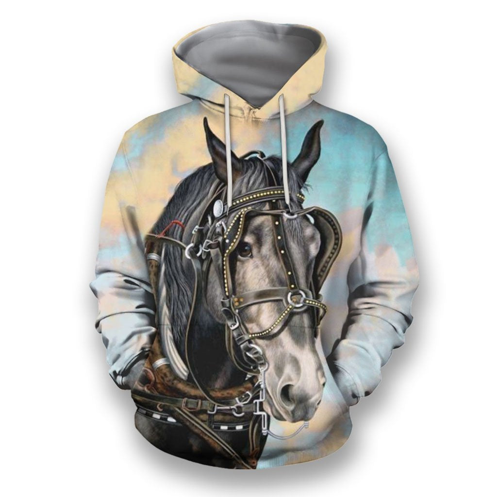 3D All Over Print Black Horse-Apparel-NTT-Hoodie-S-Vibe Cosy™