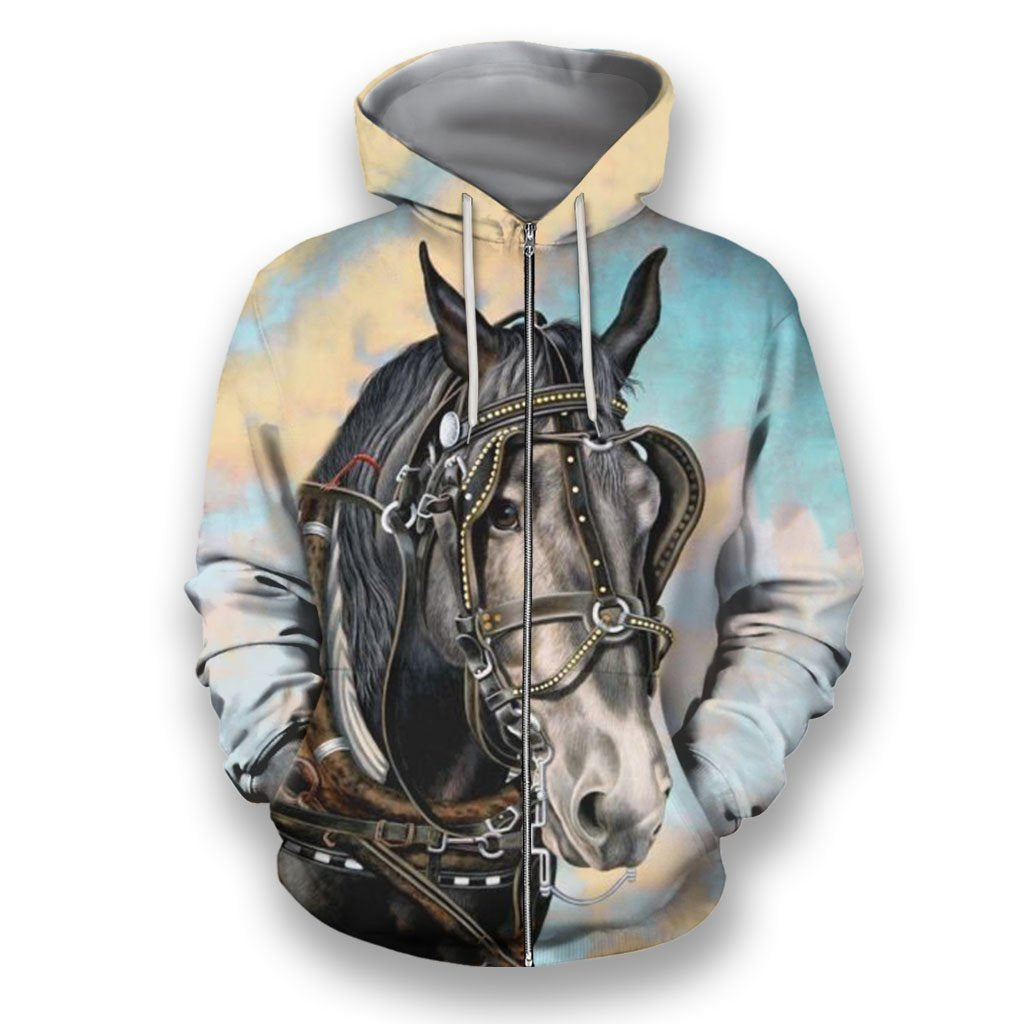3D All Over Print Black Horse-Apparel-NTT-Zip-S-Vibe Cosy™