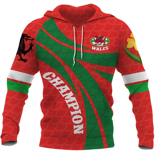 Wales Champion Rugby Hoodie PL-Apparel-PL8386-Hoodie-S-Vibe Cosy™
