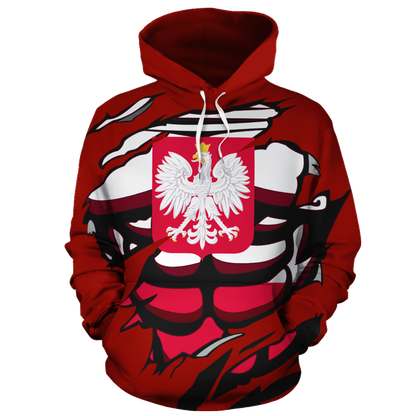 Poland In Me All Over Hoodie Red NVD1238 !-Apparel-Dung Van-Hoodie-S-Vibe Cosy™