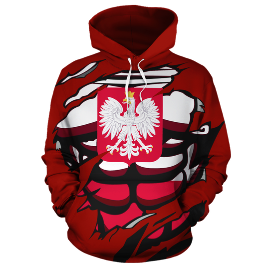 Poland In Me All Over Hoodie Red NVD1238 !-Apparel-Dung Van-Hoodie-S-Vibe Cosy™