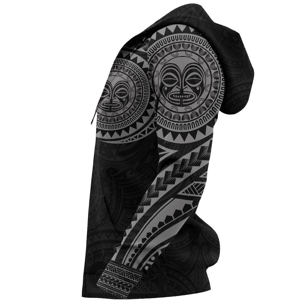 Polynesian Tiki Face™ Tattoo Style Hoodie Gray NVD1342P-Apparel-MP-Hoodie-S-Vibe Cosy™