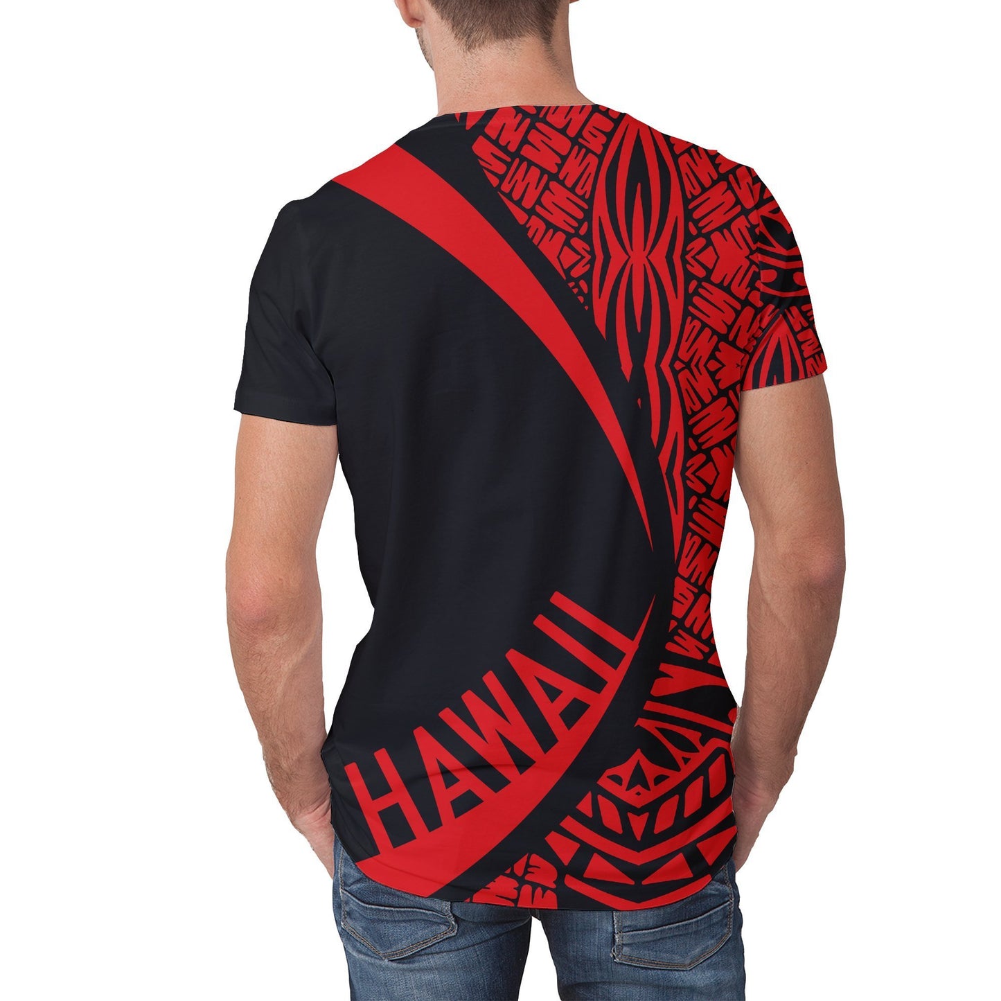 Hawaii Polynesian T-shirt - Circle Style Red - AH - J1-NEW ALL OVER PRINT T-SHIRTS-e-joyer-XS-Men-White-Vibe Cosy™