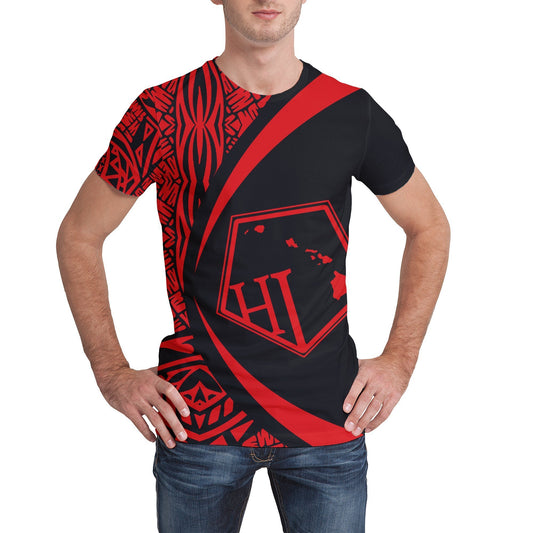 Hawaii Polynesian T-shirt - Circle Style Red - AH - J1-NEW ALL OVER PRINT T-SHIRTS-e-joyer-XS-Men-White-Vibe Cosy™