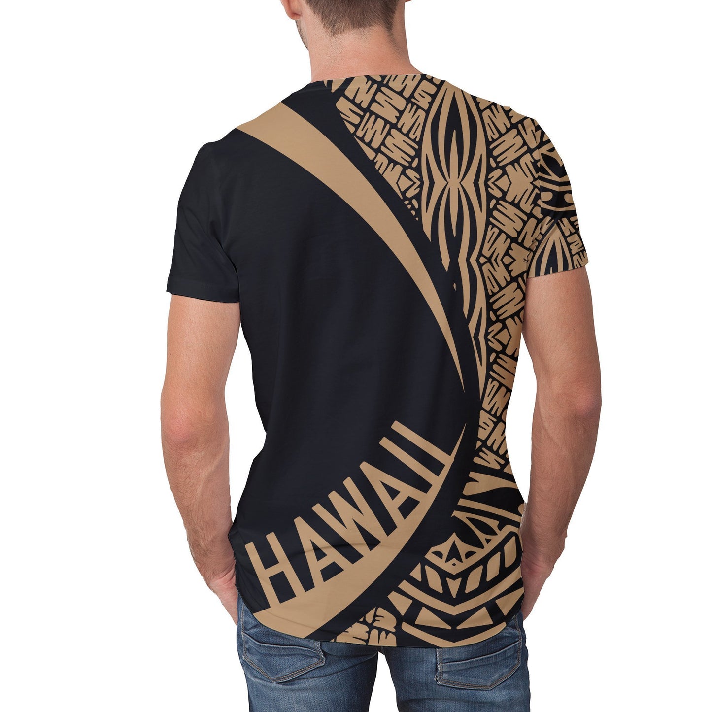 Hawaii Polynesian T-shirt - Circle Style Golden - AH - J1-NEW ALL OVER PRINT T-SHIRTS-e-joyer-XS-Men-White-Vibe Cosy™