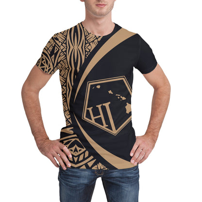 Hawaii Polynesian T-shirt - Circle Style Golden - AH - J1-NEW ALL OVER PRINT T-SHIRTS-e-joyer-XS-Men-White-Vibe Cosy™