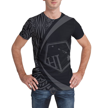 Hawaii Polynesian T-shirt - Circle Style Gray - AH - J1-NEW ALL OVER PRINT T-SHIRTS-e-joyer-XS-Men-White-Vibe Cosy™
