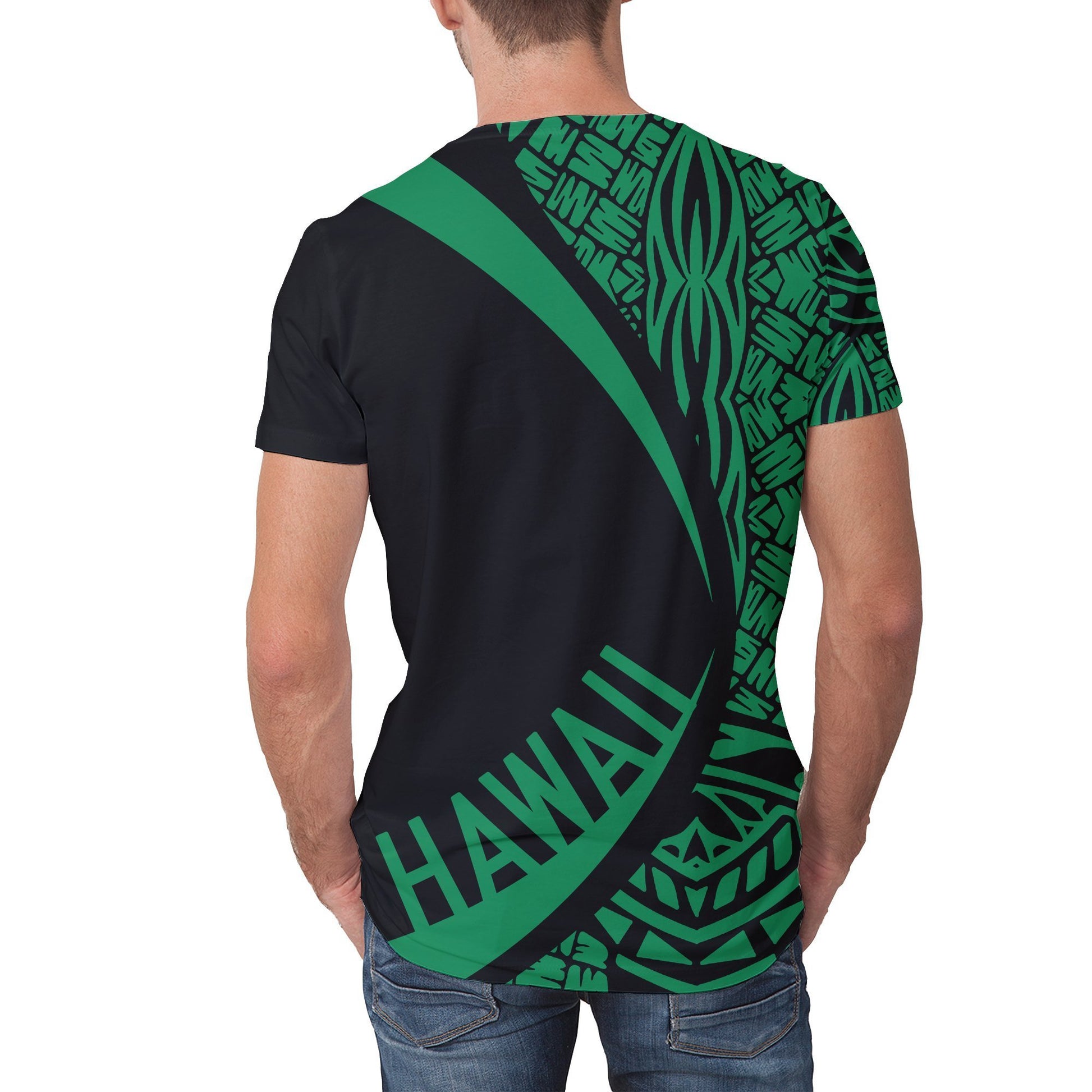 Hawaii Polynesian T-shirt - Circle Style Green - AH - J1-NEW ALL OVER PRINT T-SHIRTS-e-joyer-XS-Men-White-Vibe Cosy™