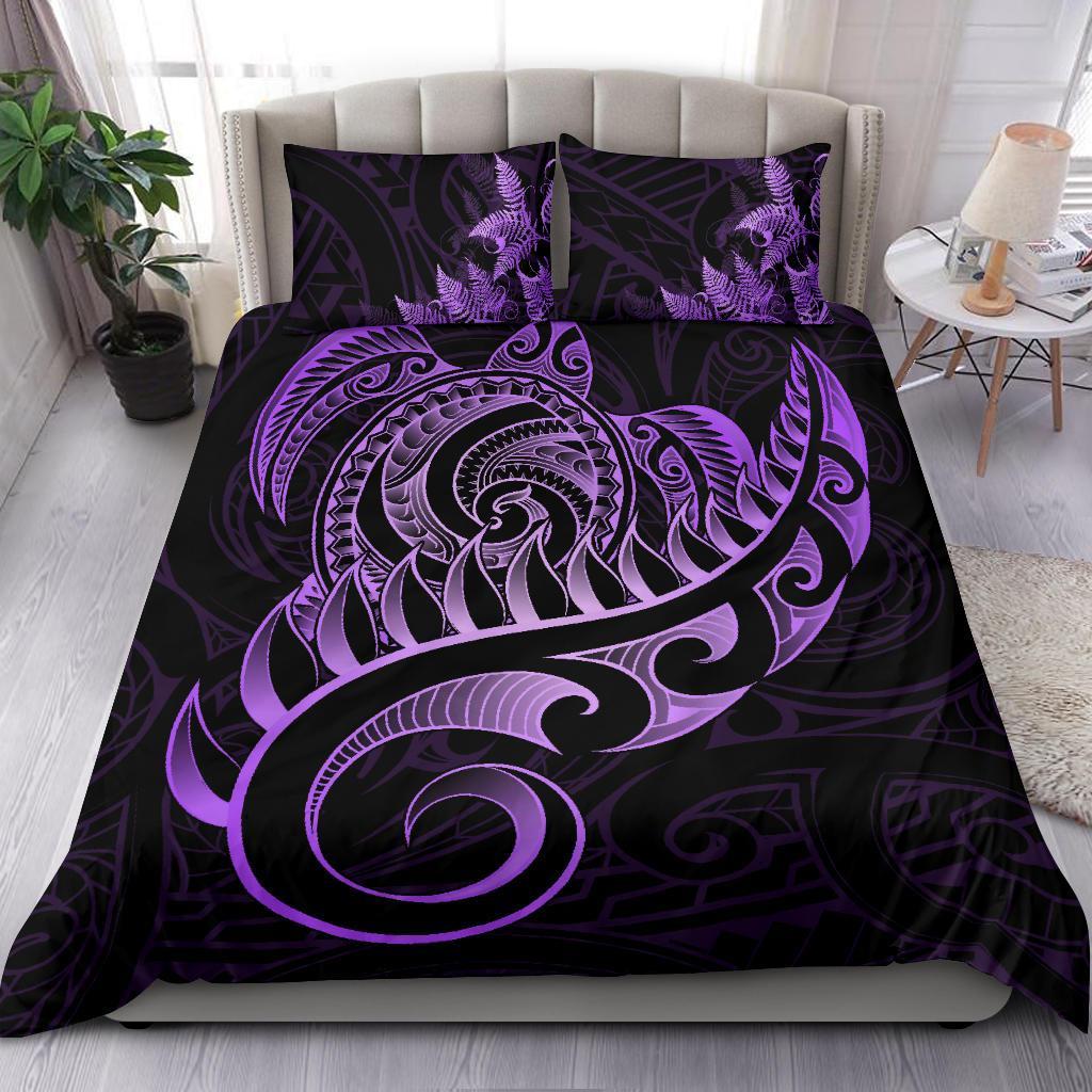New Zealand Bedding Set - Aotearoa Maori Turtle Silver Fern Violet