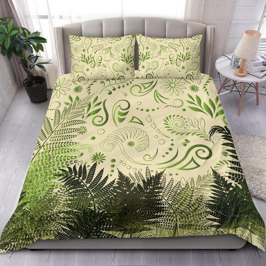 New Zealand Bedding Set Silver Fern Aotearoa Vibes Beige
