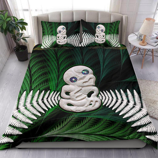 New Zealand Bedding Set Silver Fern with Hei Tiki