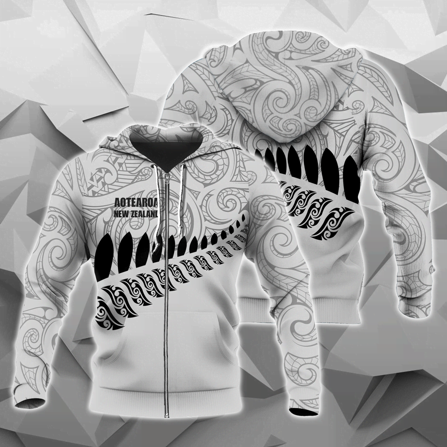 New Zealand Aotearoa Pullover Hoodie White Ver HC1003-Apparel-Huyencass-Zipped Hoodie-S-Vibe Cosy™