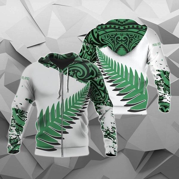 New Zealand Maori Fern Green Edition Pullover Hoodie HC1107-Apparel-Huyencass-Zipped Hoodie-S-Vibe Cosy™