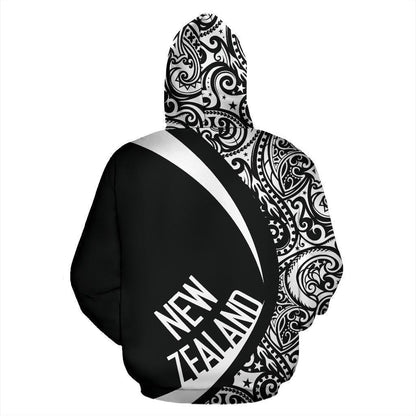 New Zealand Silver Fern Maori Zip-up Hoodie - Circle Style TT01-Apparel-TT-Zipped Hoodie-S-Vibe Cosy™