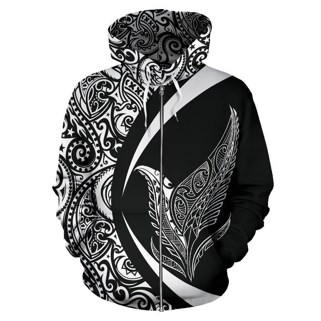 New Zealand Silver Fern Maori Zip-up Hoodie - Circle Style TT01-Apparel-TT-Zipped Hoodie-S-Vibe Cosy™