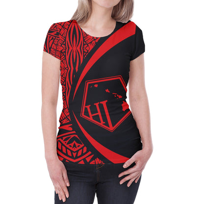 Hawaii Polynesian T-shirt - Circle Style Red - AH - J1-NEW ALL OVER PRINT T-SHIRTS-e-joyer-XS-Women-White-Vibe Cosy™