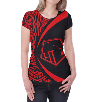 Hawaii Polynesian T-shirt - Circle Style Red - AH - J1-NEW ALL OVER PRINT T-SHIRTS-e-joyer-XS-Women-White-Vibe Cosy™