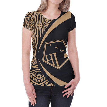 Hawaii Polynesian T-shirt - Circle Style Golden - AH - J1-NEW ALL OVER PRINT T-SHIRTS-e-joyer-XS-Women-White-Vibe Cosy™