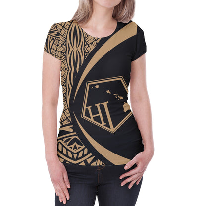 Hawaii Polynesian T-shirt - Circle Style Golden - AH - J1-NEW ALL OVER PRINT T-SHIRTS-e-joyer-XS-Women-White-Vibe Cosy™