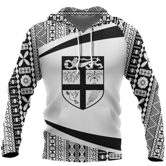 Fiji Tapa Hoodie - Circle Black-Apparel-Khanh Arts-Hoodie-S-Vibe Cosy™