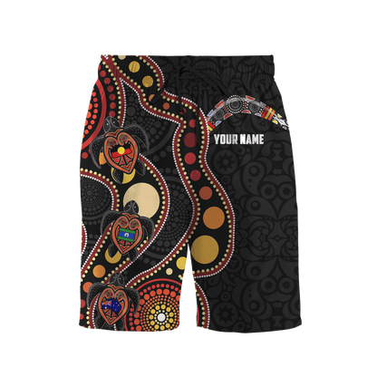 Custom name Aboriginal turtles circle dots 3D design printed Combo T-Shirt BoardShorts