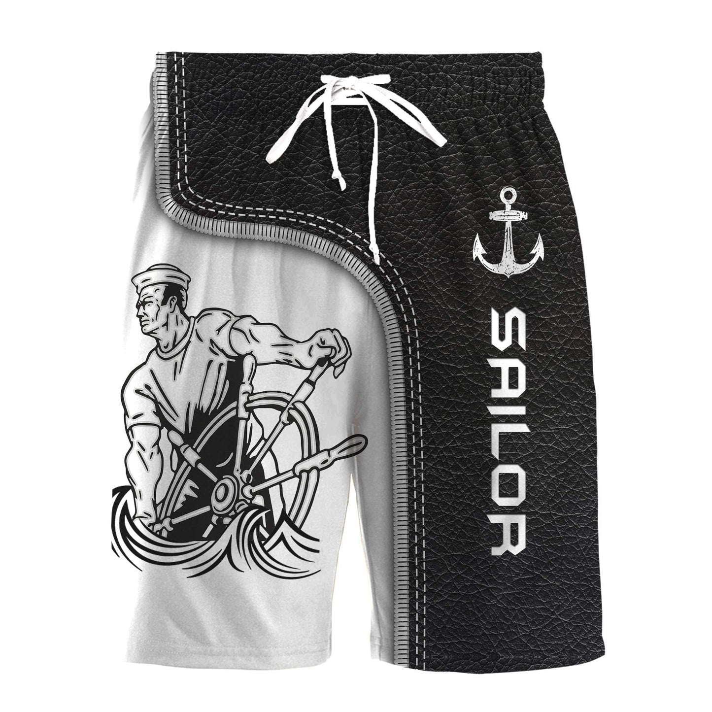 Sailor hold the helm Black White Custom name 3D printed shirts