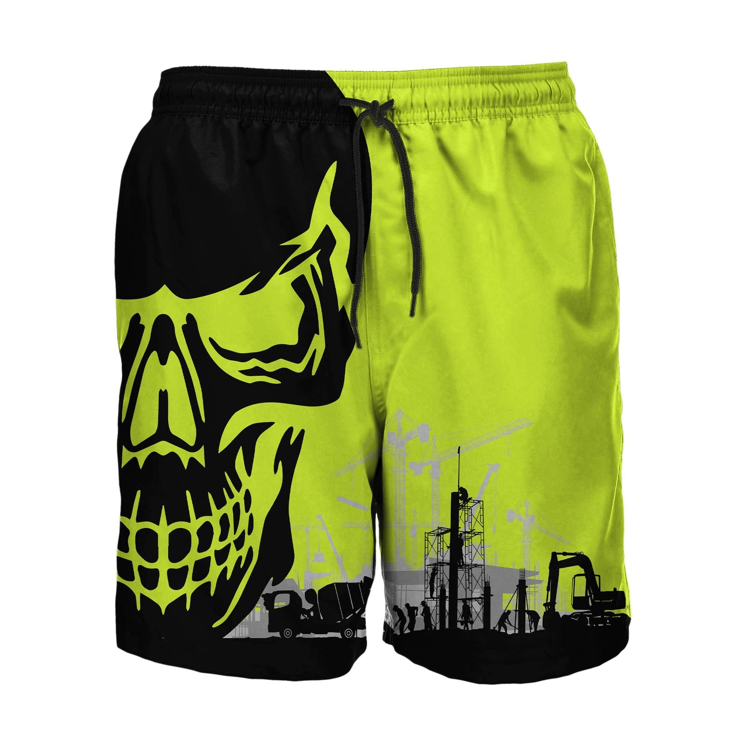 Concrete Finisher Site Skull Green Safety Custom name 3D Printed Shirts