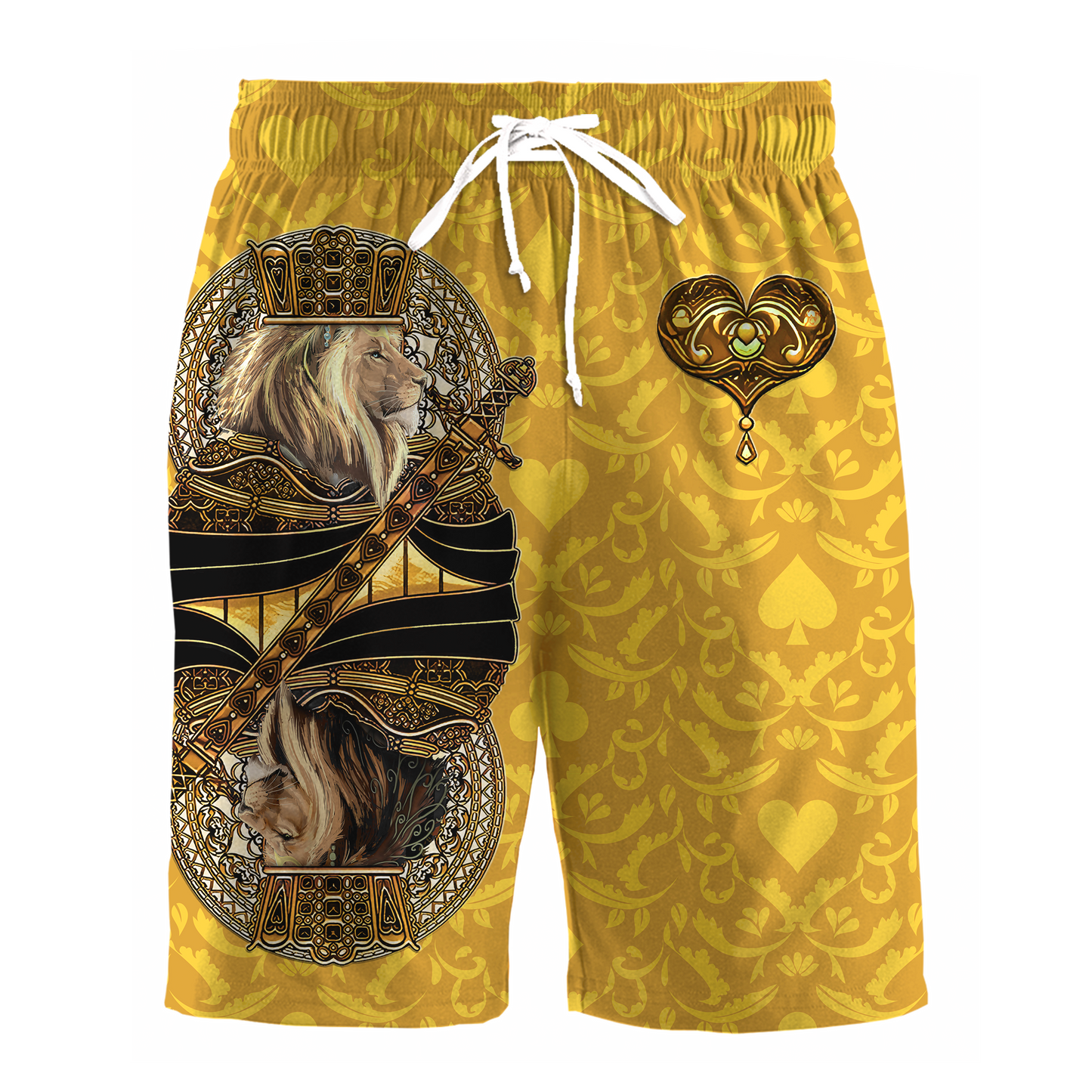 Yellow Alpha King Heart Lion 3D All Over Printed Combo T-Shirt BoardShorts