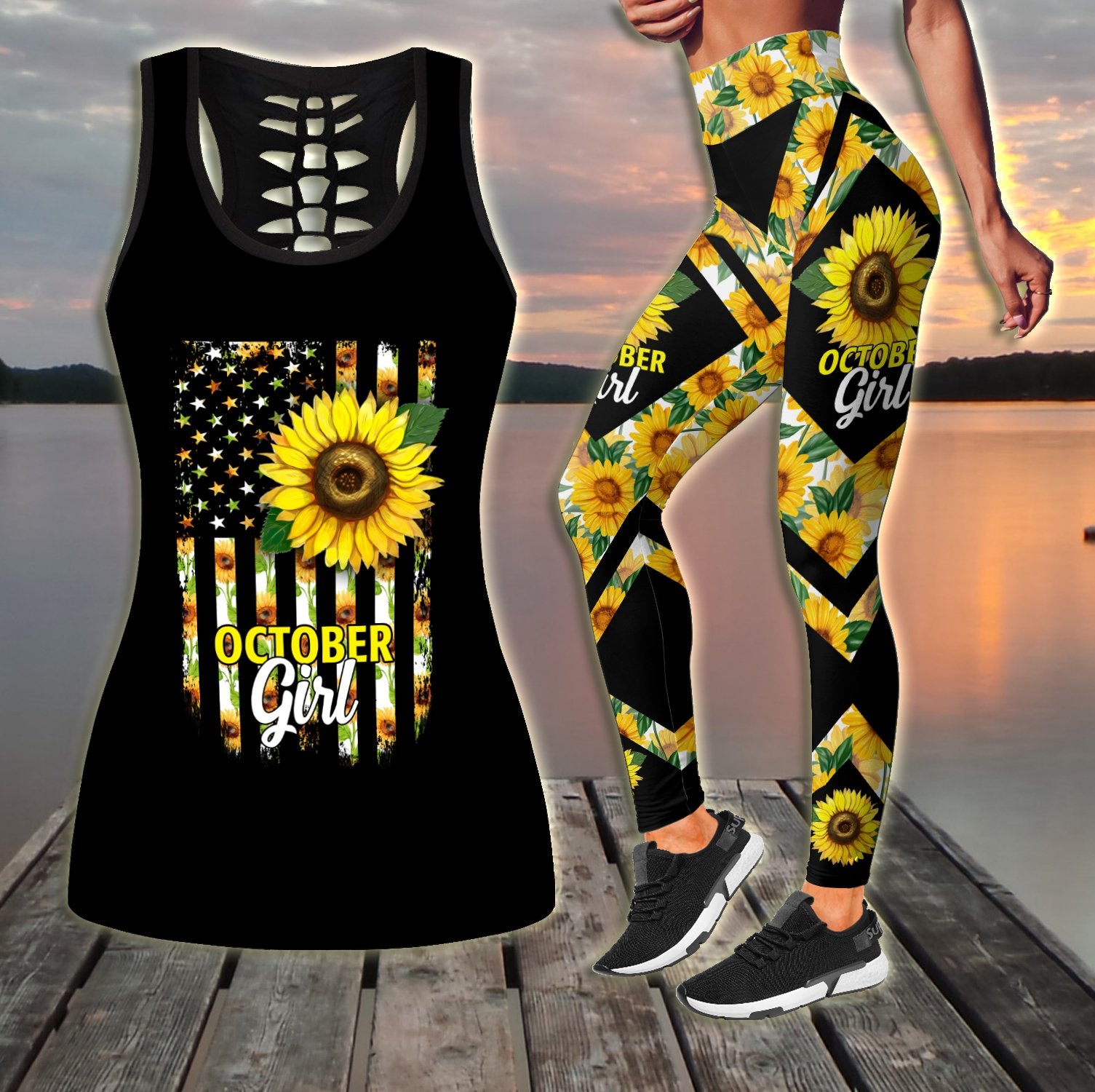 October Girl Sunflower Combo (Legging+Tank) TR14052010S-Apparel-Huyencass-S-S-Vibe Cosy™