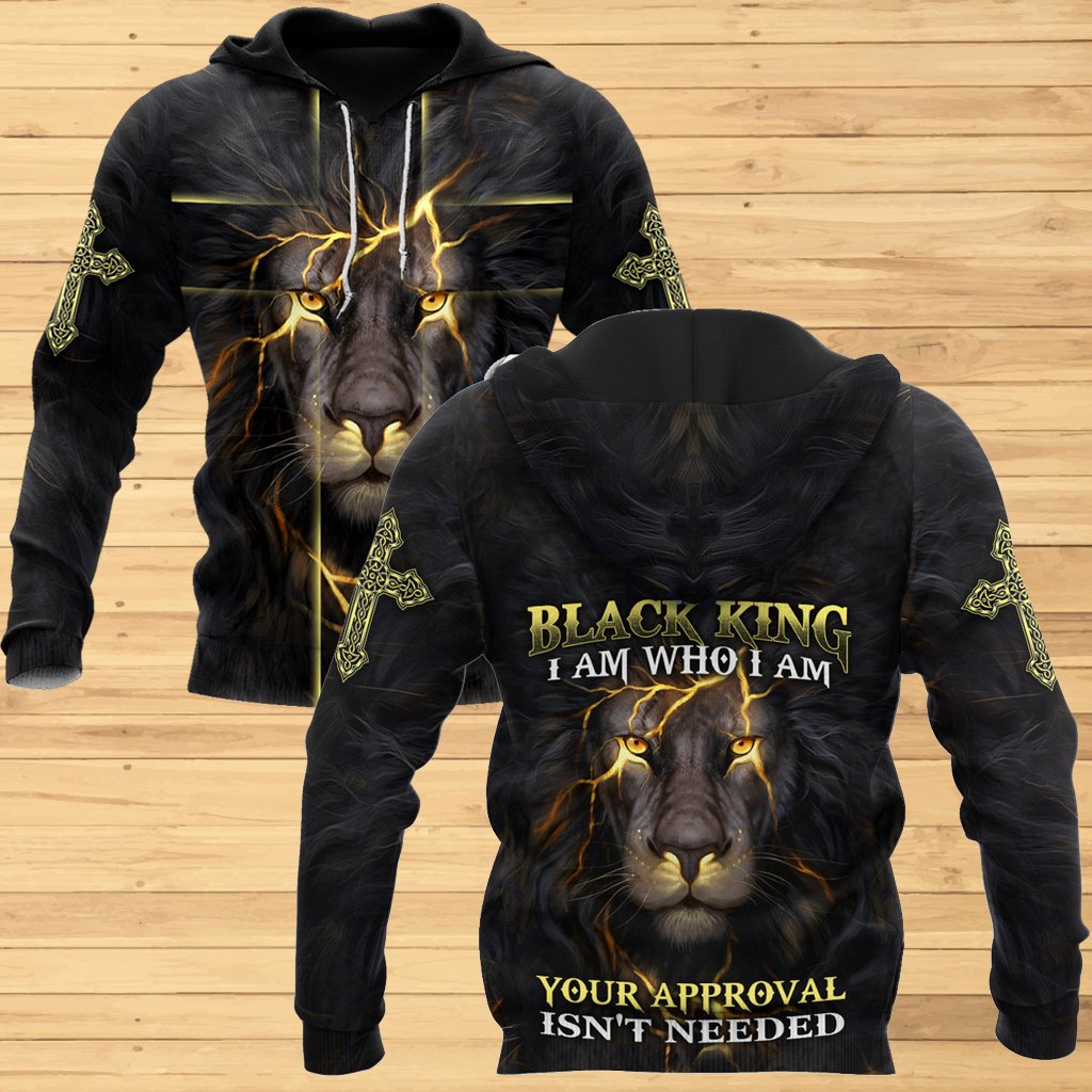 Black King-I Am Who I Am Christian Cross 3D All Over Printed Shirts For Men and Women Pi11062003-Apparel-TA-Hoodie-S-Vibe Cosy™
